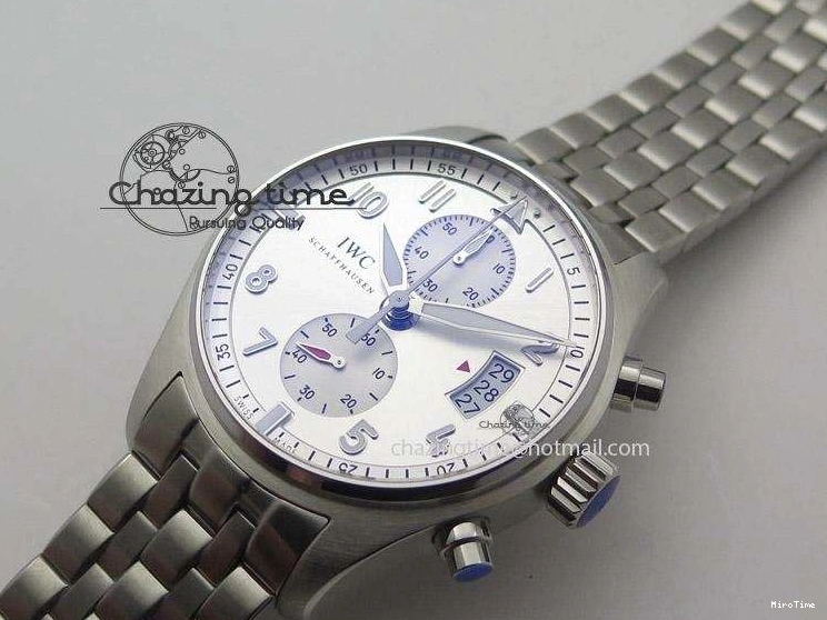 MIROTIME 0118 Pilot Chrono SS IW387809 ZF 1:1 Best Edition Silver Dial On SS Bracelet A Trendsetting 7327